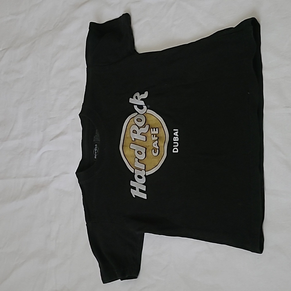 💥5/$25 Hard Rock Cafe Dubai Youth Boys Small Black Short Sleeve Shirt Top